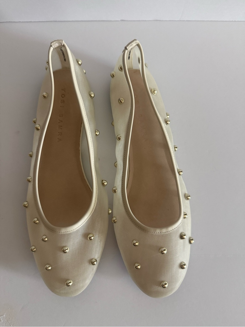 Yosi Samra Cream Studded Ballet Flats size8